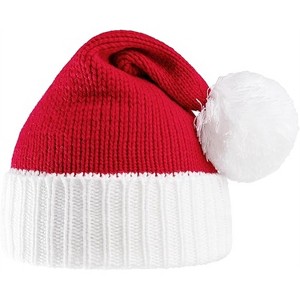 Joyfy Adult/kids Red Christmas Elf Santa Hat, Knit Christmas Beanie Hat with Pom Poms for Women, Men, Boys, Girls Party Dress Up - 1 of 4