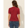 INSPIRE CHIC Women's Vintage Polka Dots Peter Pan Collar Puff Short Sleeve Shirt - 4 of 4