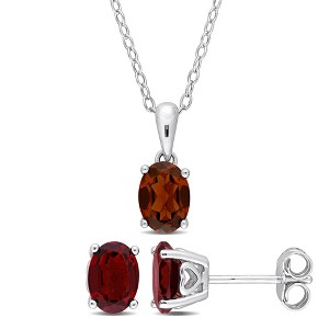 EVERLY JEWELRY | Sterling Silver Created Gemstone and Multiple Gemstones 2-Piece Set of Pendant with Chain and Earrings. - 1 of 3