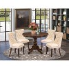 Modern 5 Piece Dinette Set - Round Kitchen Table with 4 Dining Chairs - Walnut Finish - 2 of 4
