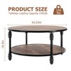 Round Coffee Table Industrial Center Table with Storage Shelf 2-Tier Rustic Accent Center Table Wood Circle Coffee Table - 2 of 4
