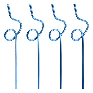 Unique Bargains 304 Stainless Steel Durable Curly Shaped Design Reusable Drinking Straw 4 Pcs - 1 of 4