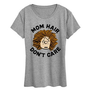 Women's - Peanuts - Mom Hair Dont Care Short Sleeve Graphic T-Shirt - 1 of 4