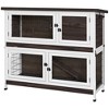 PawHut Rabbit Hutch, Outdoor 2-Tier Wooden Guinea Pig Cage with Removable Trays, Ramp, Asphalt Roof for 1-2 Rabbits, No Screws Installation, Brown - 4 of 4