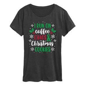 Women's - Instant Message - Coffee Chaos Christmas Cookies Short Sleeve Graphic T-Shirt - 1 of 4