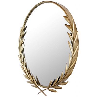 21" Gold Grecian Round Wall Mirror with Antique-Style Frame