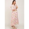 PinkBlush White Floral Puff Sleeve Maternity Maxi Dress - 2 of 4