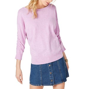 I.N.C International Concepts Womens Ruched-Sleeve Knit Sweater, Purple, X-Large - 1 of 1