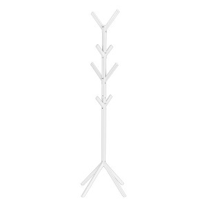 Okak Freestanding Coat Rack with 8 Hooks, Contemporary Hall Tree with Metal Frame, Entryway Storage for Living Room, Bedroom, White - 1 of 4
