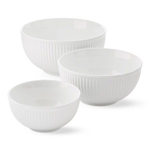 Omniware Simsbury Batter Bowl Set, 3-Piece Nesting Bowls, Stoneware Kitchen Mixing Bowls for Baking & Cooking - 30 oz, 75 oz, 112 oz - (White) - 1 of 4