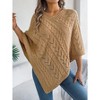 Women's Fall Fashion Casual Sweaters Casual Solid Tops Cable Knit Lapel V-Neck Sweater Short Sleeve Pullover Sweaters - 3 of 4