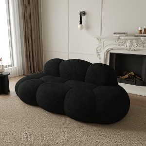 WJShome 90" Modern Curved Couch For Living Room,Lazy Floor Couch, Boucle LoveSeat 3 Seater Sofa, Cozy Leisure Couches for Apartment - 1 of 4