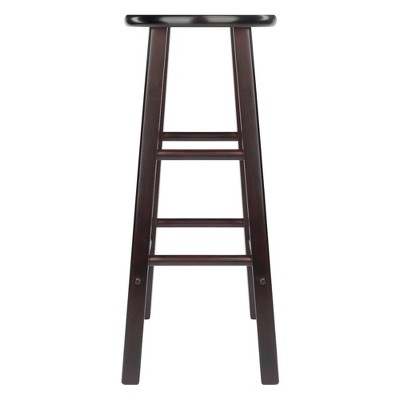 Espresso Industrial Solid Wood Bar Stools Set of 2