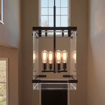 Urban Ambiance Luxury Modern Farmhouse Modern Chandelier,  28-3/8"H x 14-3/4"W SQ,  Olde Bronze Finish, UHP2442