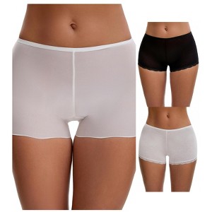 INSPIRE CHIC Ladies' Seamless Ice Silk Lace Trim Slip Shorts for Under Dresses Boyshorts 3 Packs - 1 of 4