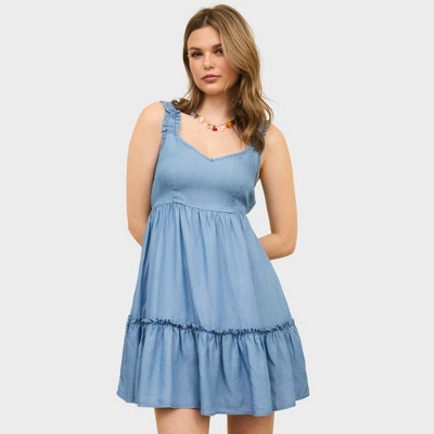 August Sky Women's Wide Strap Mini Dress