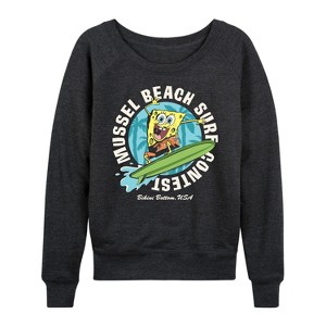 Women's - SpongeBob SquarePants - Mussel Beach Lightweight French Terry Wide Neck Long Sleeve Shirt - 1 of 4
