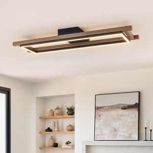 LLHZSY Simple Square Flush Mount LED Ceiling Light With Imitation Wood Frame-27 1/2" L - 1 of 4