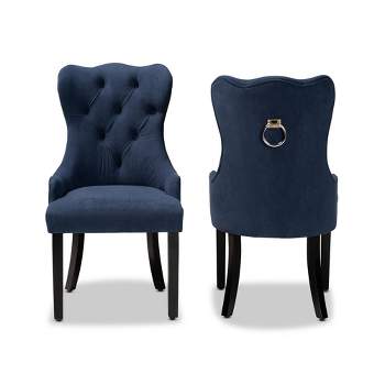 Set of 2 Fabre Fabric Upholstered and Wood Dining Chairs - Baxton Studio