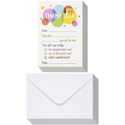 Best Paper Greetings 50-Count Bulk Post card Style Thank You Cards Set Thanks note with Envelopes