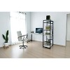Vynxaria Rasse Writing Desk - Modern Black Metal Frame with Wooden Top & Shelves - 3 of 4