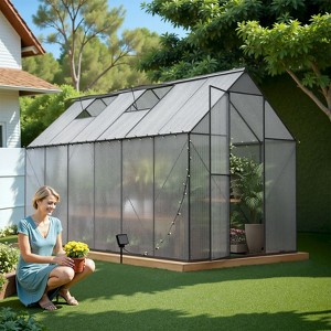 CAVINAS Polycarbonate Greenhouse with UV Protection Walk-in Storage Shed with Adjustable Vent Window - 1 of 4