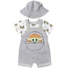 Star Wars Chewbacca R2-D2 Yoda Baby French Terry Short Overalls T-Shirt and Hat 3 Piece Outfit Set Newborn to Infant - image 2 of 4