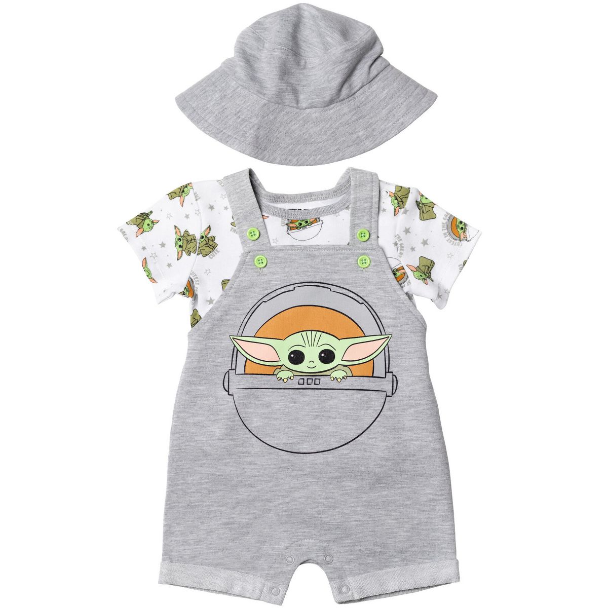 Star Wars Baby Boys' Shortall T-Shirt and Bucket Hat Set Newborn to Infant - thumbnail 2