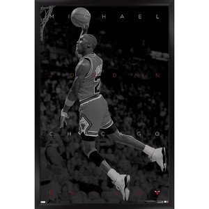 Trends International Michael Jordan - Black and White Framed Wall Poster Prints - 1 of 4