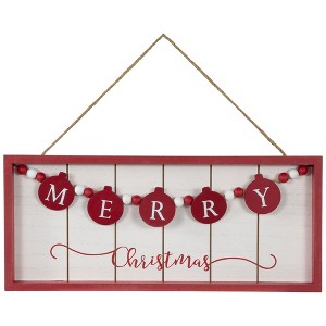 Northlight 14" Framed "Merry Christmas" Wooden Hanging Wall Sign - 1 of 4