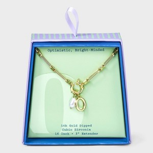 14K Gold Dipped Pearl Charm on Chain Initial Necklace - A New Day Gold - 1 of 4