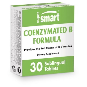 SuperSmart Coenzymated B Formula - All-in-1 Coenzyme B Complex Vitamin - Natural Mint Flavor | Non-GMO & Gluten Free - 30 Sublingual Tablets - 1 of 1