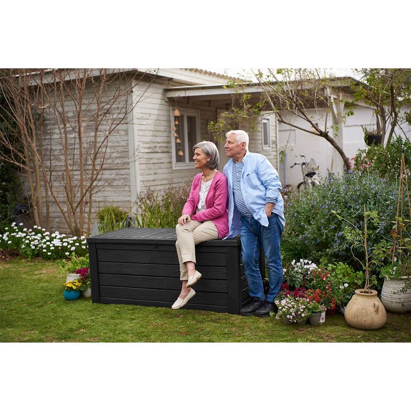 Keter Westwood 150 Gallon All Weather Outdoor Patio Storage Deck Box and Bench, 5 of 7