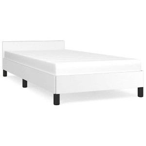 vidaXL Faux Leather Bed Frame Platform Bed, Scandinavian Style/Slats Support/No Box Spring Needed/Without Mattress/Easy Assembly, White Twin Bed - 1 of 4