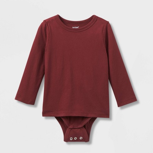 Burgundy Crew Neck Long Sleeve Bodysuit