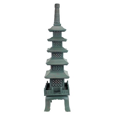 Verdigris Bronze Resin Asian Garden Pagoda Sculpture