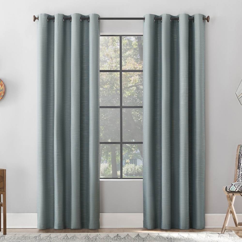 Photos - Curtains & Drapes 50"x63" Archaeo Total Blackout Textured Linen Blend Grommet Top Curtain Pa