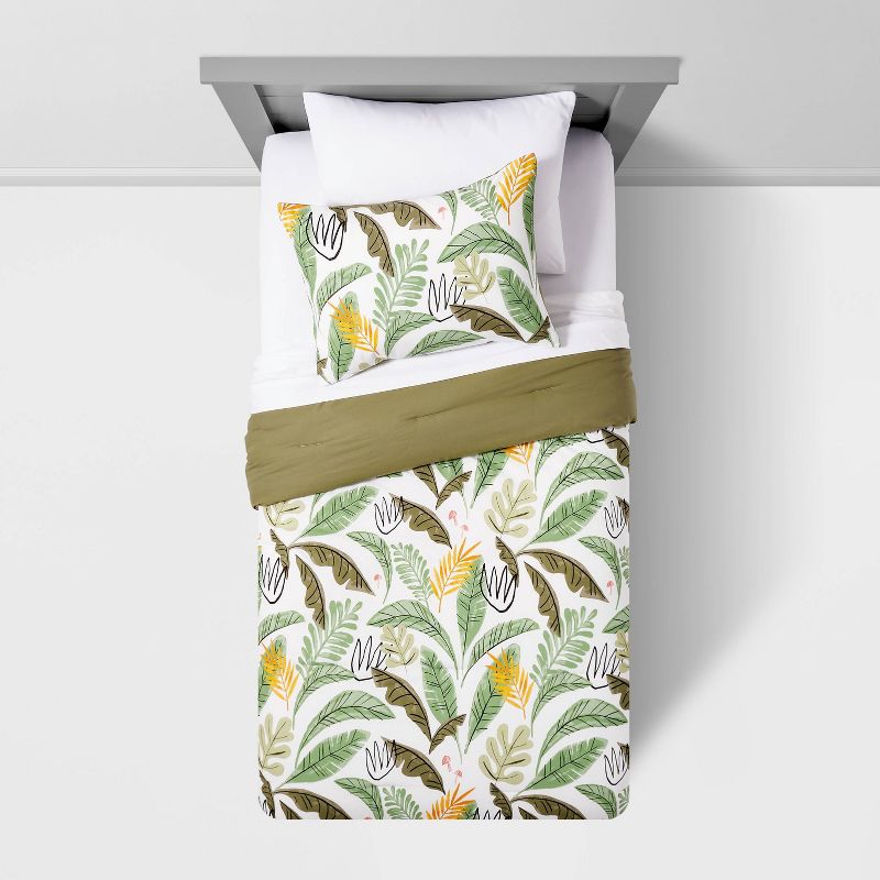 Botanical Garden Cotton Kids' Comforter Set Green - Pillowfort™, 3 of 14