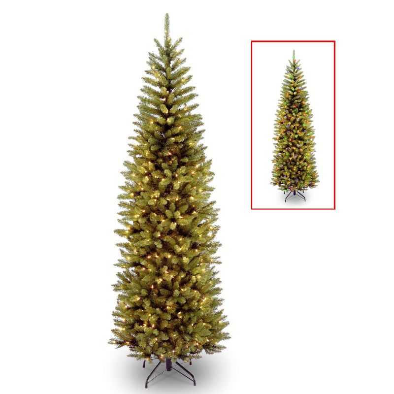 National Tree Company Pre-Lit LED Slim Kingswood Fir Artificial Christmas Tree Dual Color Lights, 1 of 4