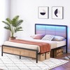 Bed Frame with Rattan, Iron Bed Frame with Under Bed Storage Space, Metal Platform Bed with Headboard - 3 of 4