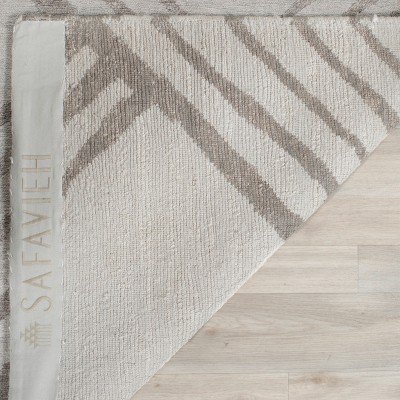 Silver Geometric Hand-Knotted Wool Area Rug, 8' x 10'