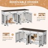 Double Dog Crate Furniture, 71 in  Indoor Wooden Dog Kennel with Removable Divider, 3 Drawers, for Medium Large Breeds, Brown+White - 4 of 4