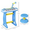 Angel Sar 31-Key Kids Piano Keyboard Set with Microphone & Stool, Electronic Musical Toy with Flashing Lights for Ages 3-6, Blue - 3 of 4