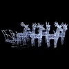 vidaXL Christmas Decoration Lighted Reindeer and Sleigh with LEDs Acrylic - Cold White 16.9" x 4.3" x 21.7" (6 pcs) - 2 of 4