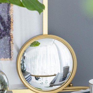 FONTOI 10 Inch Round Circle Mirror with Convex Feature for Living Room Bedroom Vanity Entryway Hallway Enhancing Wall Decor and Style, Gold - 1 of 4