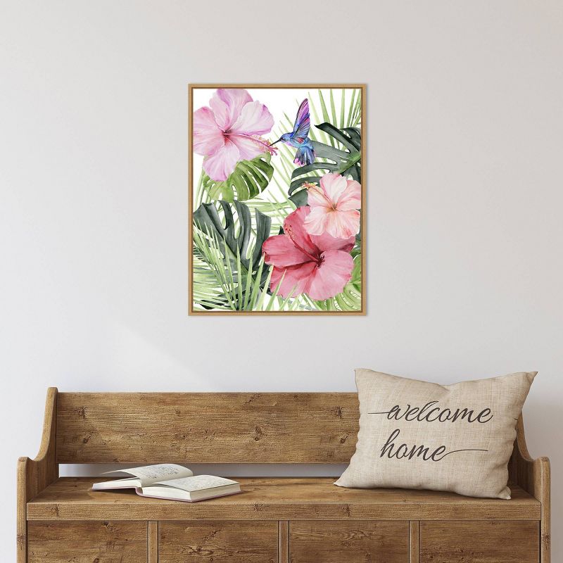 18&#34; x 24&#34; Hibiscus and Hummingbird I by Paxton Parker Framed Canvas Wall Art - Amanti Art, 6 of 10
