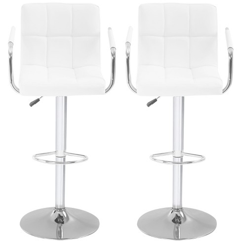 FDW Bar Stools Set of 2 Adjustable Height with Armrests PU Leather Seat & Chrome Base Bar Chairs Pub Stools for Home and Commercial Use - image 1 of 4