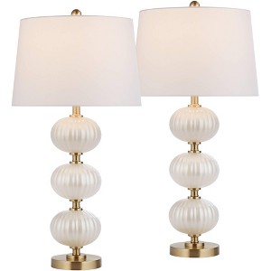 Possini Euro Design Possini Euro Grace 30" High Pearl White Glass Table Lamp Set of 2 - 1 of 4