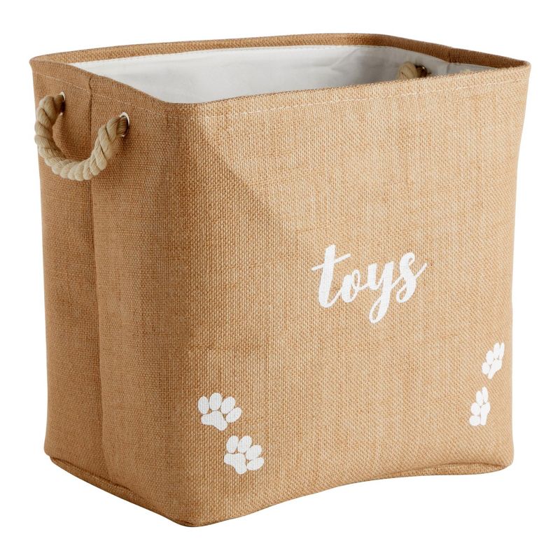 Juvale Pet Toy Storage Basket with Handles, Foldable Jute Bin (15 x 12 x 14 Inches), 1 of 10