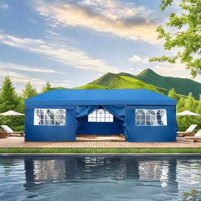 Infurnic Canopies and Gazebos, Instant Setup Shade for Camping, Parties or Outdoor Events, Easy to Set Up and Take Down, Blue, 344.4"*116.4"*111.6"